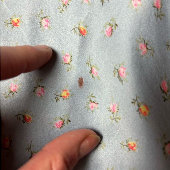 Blue Floral Victoria’s Secret Slip Dress with Lace - Picture 3 of 10